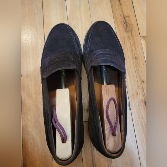 J.M. Weston loafers suede size 5.5 B Maron/dark brown color. - Picture 2 of 10
